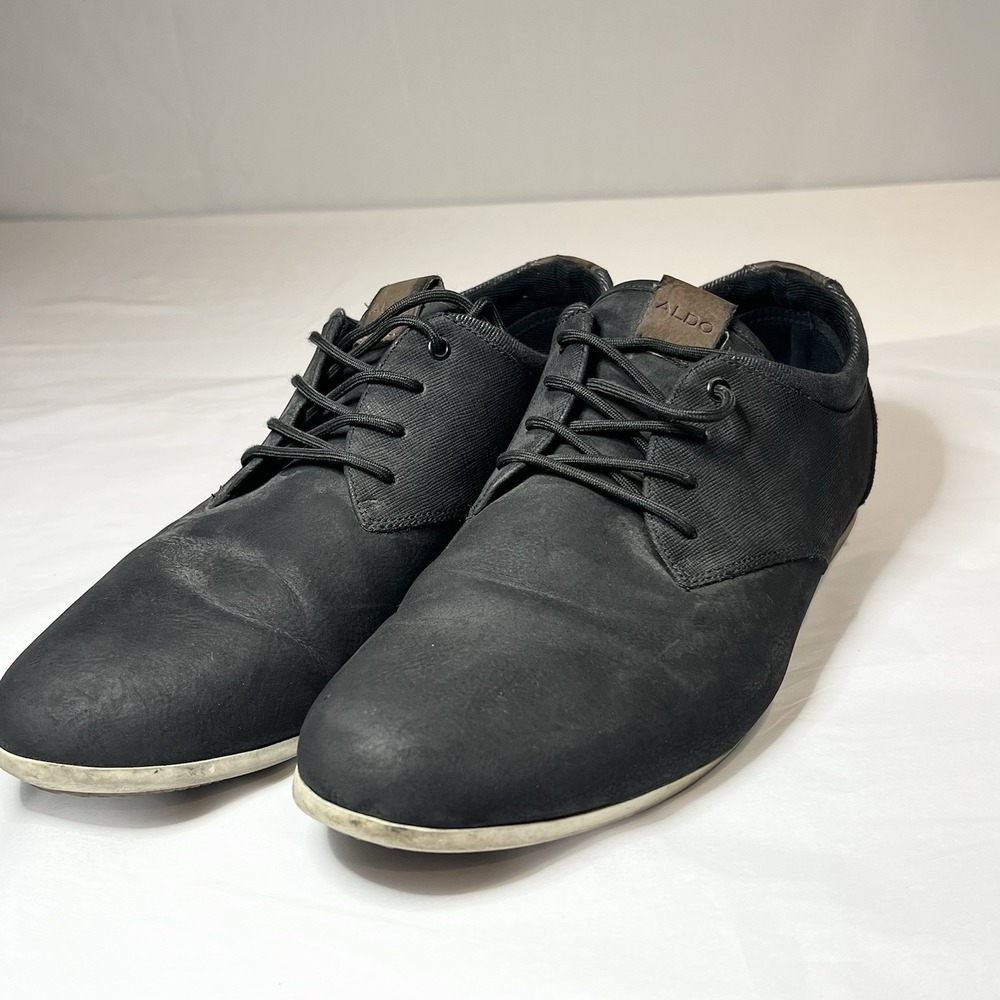 Men's US 10.5 Aldo Preilia‎ Black Oxford Sneaker Shoes Loafer Lace Up Suede